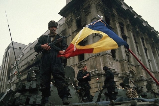 Soldiers, Tanks, and Revolutionary Flag