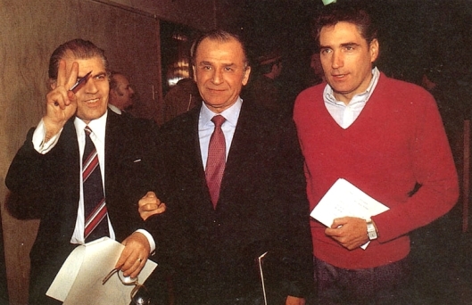 Ion Iliescu and Petre Roman (right) who was appointed prime-minister, and was later accused in the Sterling case for selling up Romania's Black Sea oil/ gas resources in 1990
