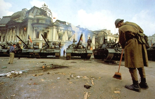 soldiers in square Bucharest Romania Romanian revolution revolutia romana 1989
