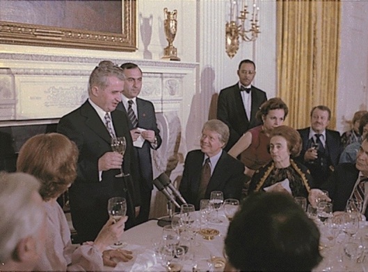 Jimmy Carter and Rosalynn Carter host state dinner for the President of Romania, Nicolae Ceausescu